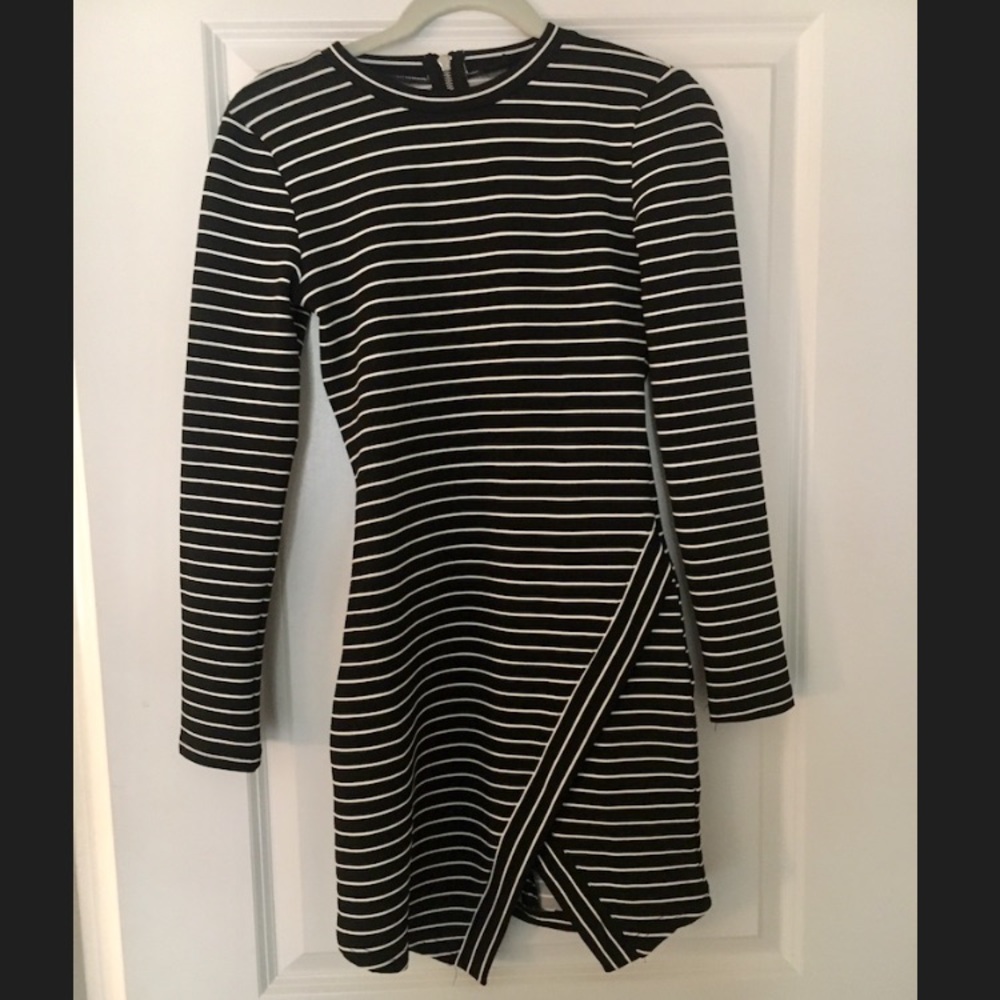 Olivaceous Black and white stripe cocktail dress!